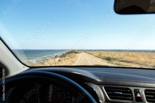 the view from the car to the sea.