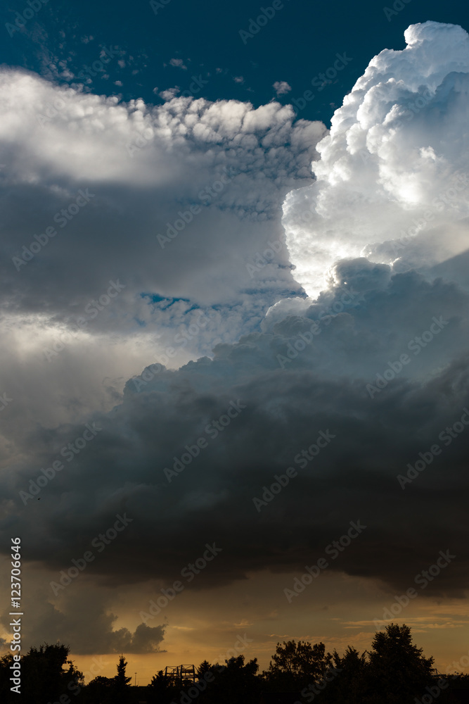 clouds with blue sky, extreme, stormy weather