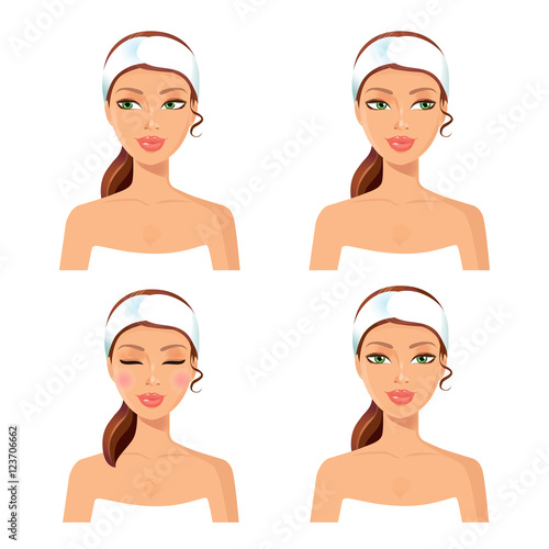 Women face spa concept set