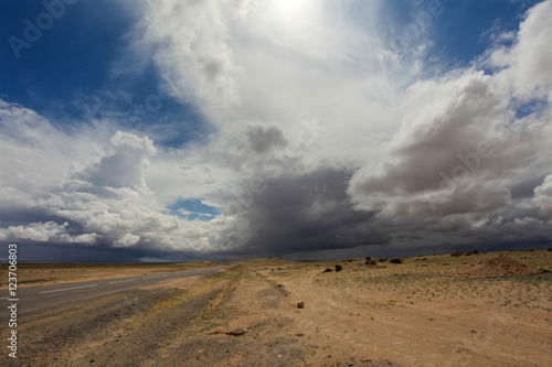 Storm clouds before rain in the Gobi Desert, Mongolia