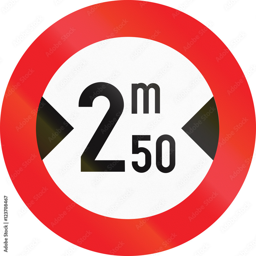 Belgian regulatory road sign - Width limit Belgian regulatory road sign - Width limit