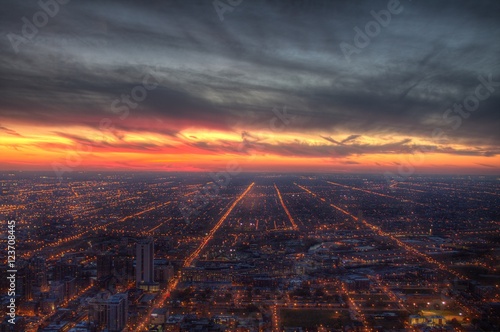 Chicago city lights at dusk. © Overburn