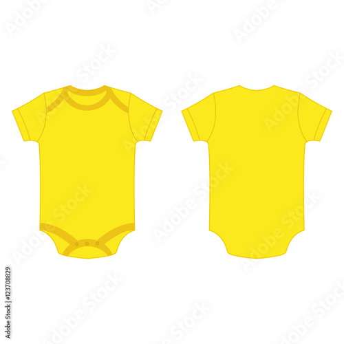 yellow baby bodysuit romper isolated vector on the white background