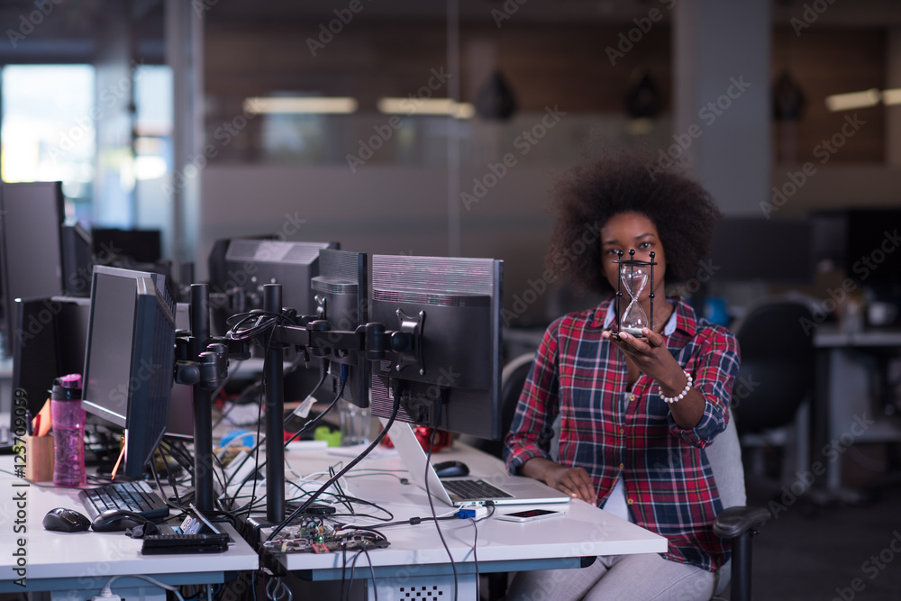 portrait of a young successful African-American woman in modern portrait of a young successful African-American woman in modern