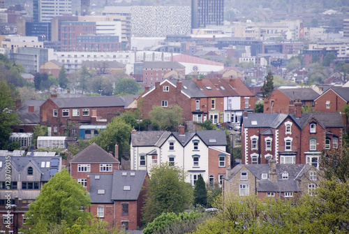 Sheffield, UK 03 05 2014: Overlooking city homes on 03 May 2014 at Meersbrook Park, Sheffield, UK