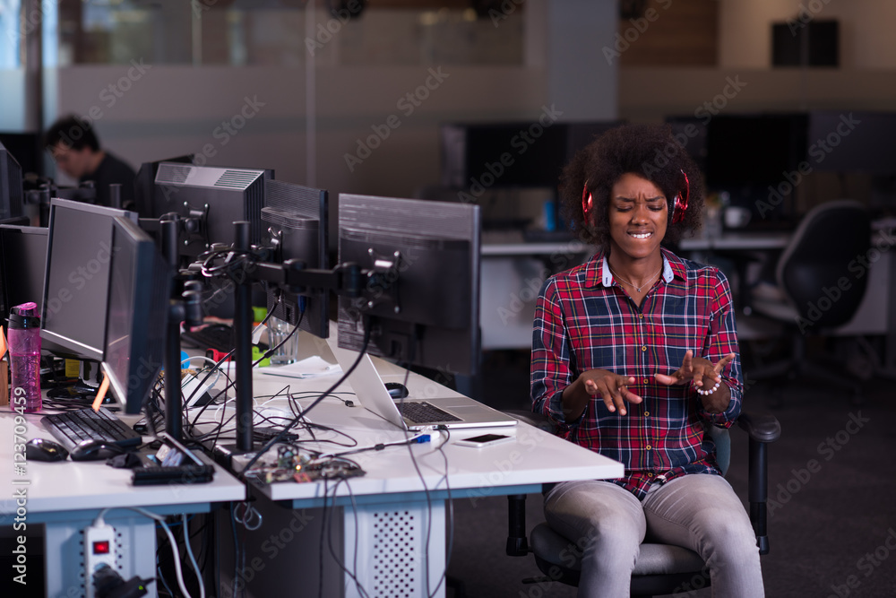 portrait of a young successful African-American woman in modern portrait of a young successful African-American woman in modern