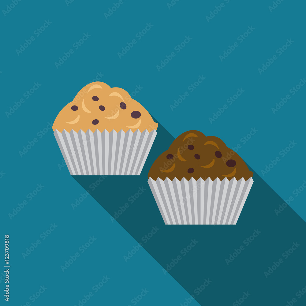 Flat design vector muffins icon with long shadowFlat design vector vinyl record icon with long shadow Flat design vector muffins icon with long shadowFlat design vector vinyl record icon with long shadow