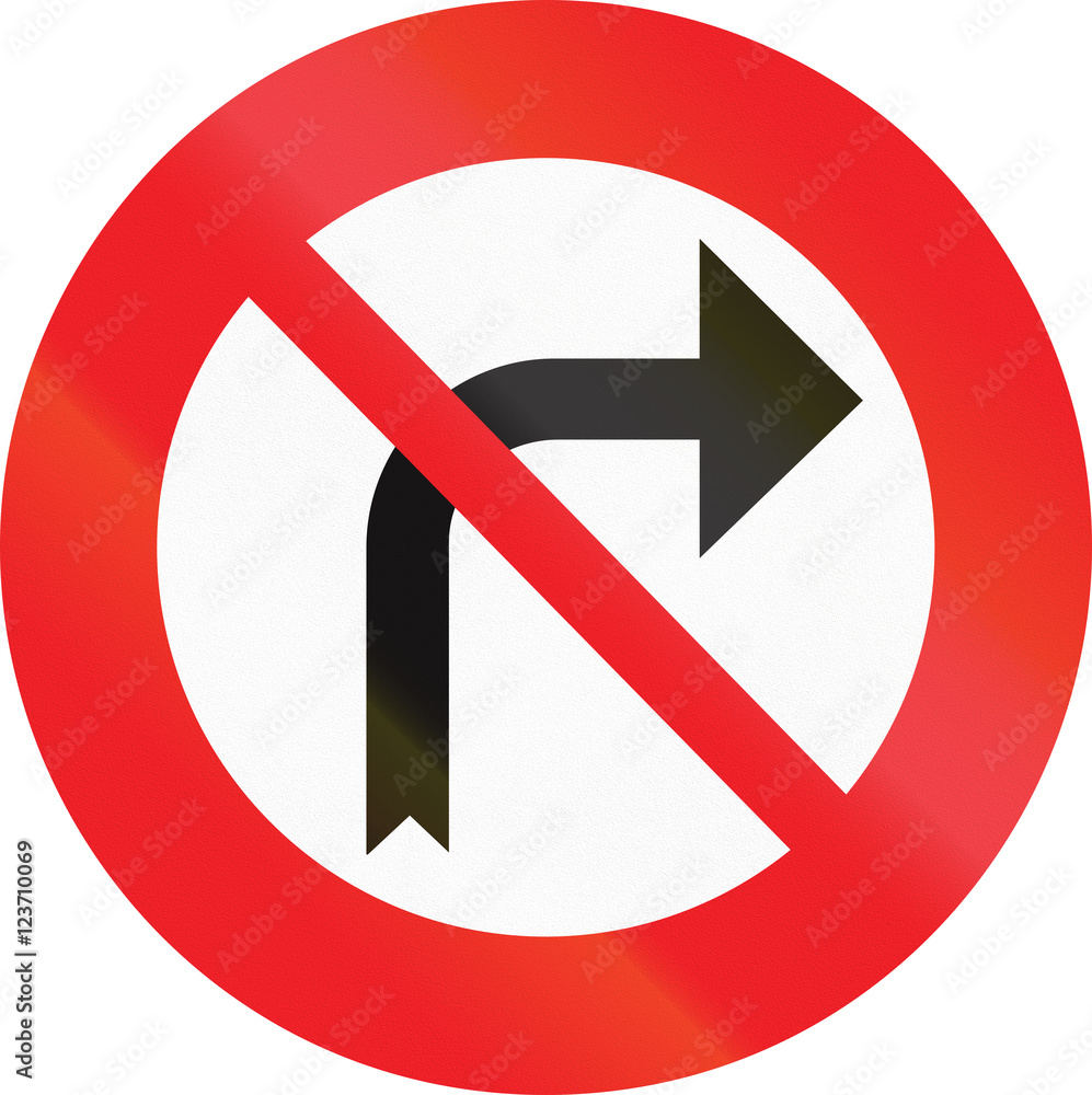 Belgian regulatory road sign - No right turn Belgian regulatory road sign - No right turn