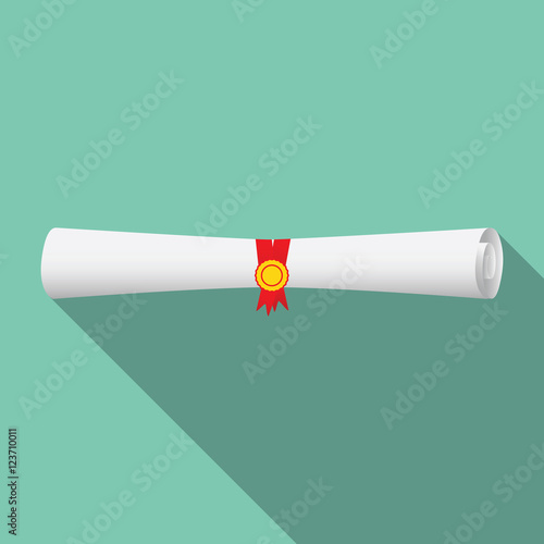 Flat design modern vector illustration of graduation diploma icon.