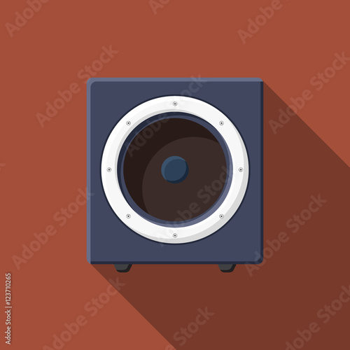 Flat design vector Sound speaker icon with long shadow.