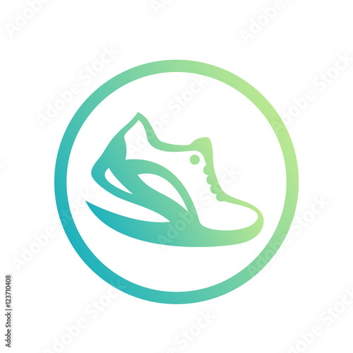 Running logo element, running shoe icon, green on white