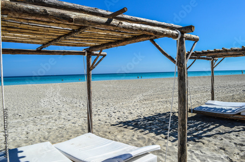 Beds on the beach in Varadero, Cuba