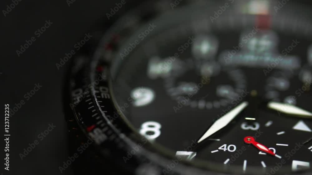Macro Shot Of A Wrist Watch, Second Hand Counting Seconds Macro Shot Of A Wrist Watch, Second Hand Counting Seconds