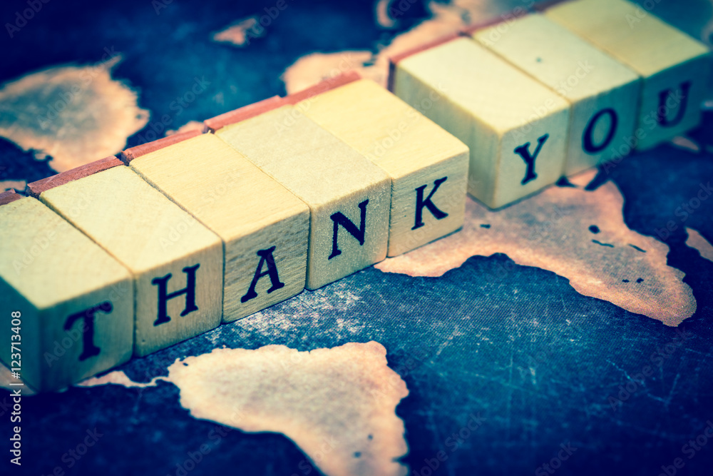 THANK YOU On Grunge World Map Stock Photo Adobe Stock