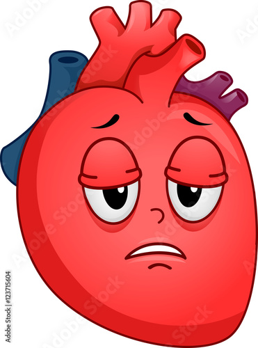 Sick Heart Mascot Fatigue