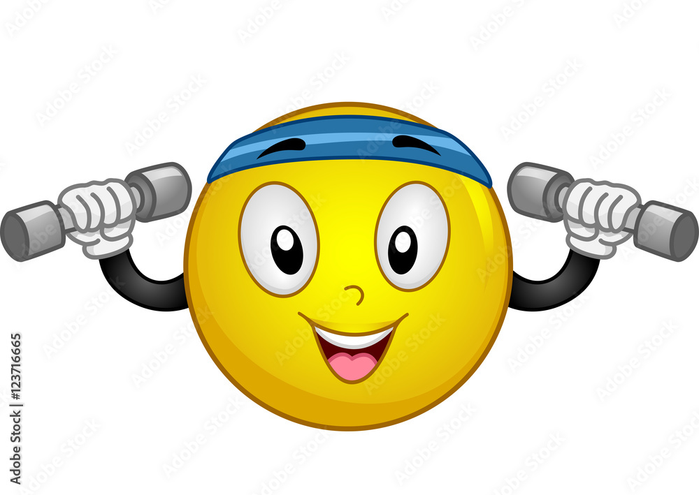 Smiley Lift Weights Dumbbells Stock Vector Adobe Stock