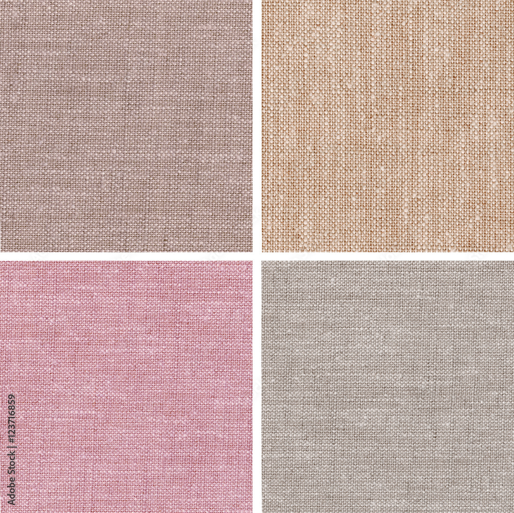 Fototapeta premium Set of four textile textures on white background 