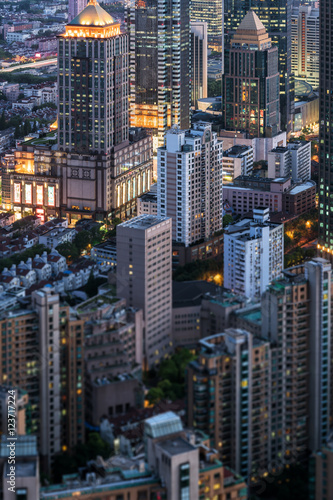 Shanghai, Aerial View at Dusk