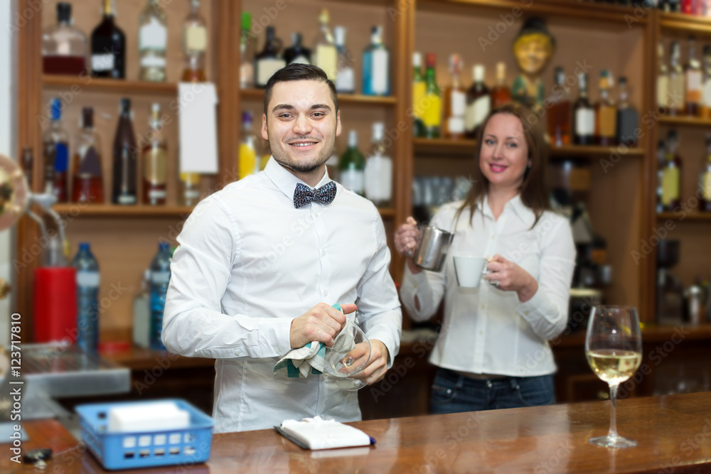 bar employees serving clients