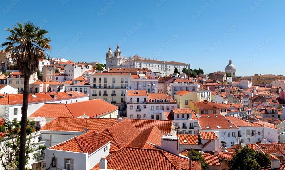 View to red roofs of Lisbon, Portugal