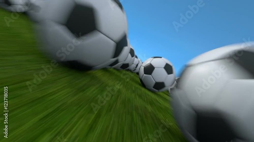 Fast flight through thousands of soccer balls