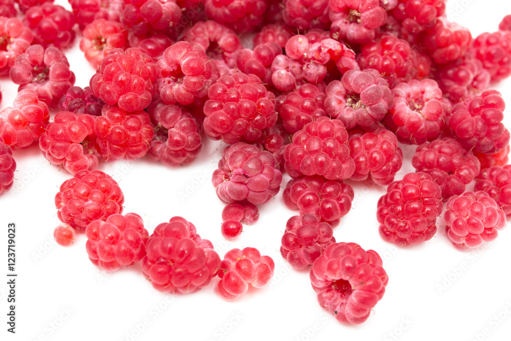 Ripe raspberry on a white background Ripe raspberry on a white background