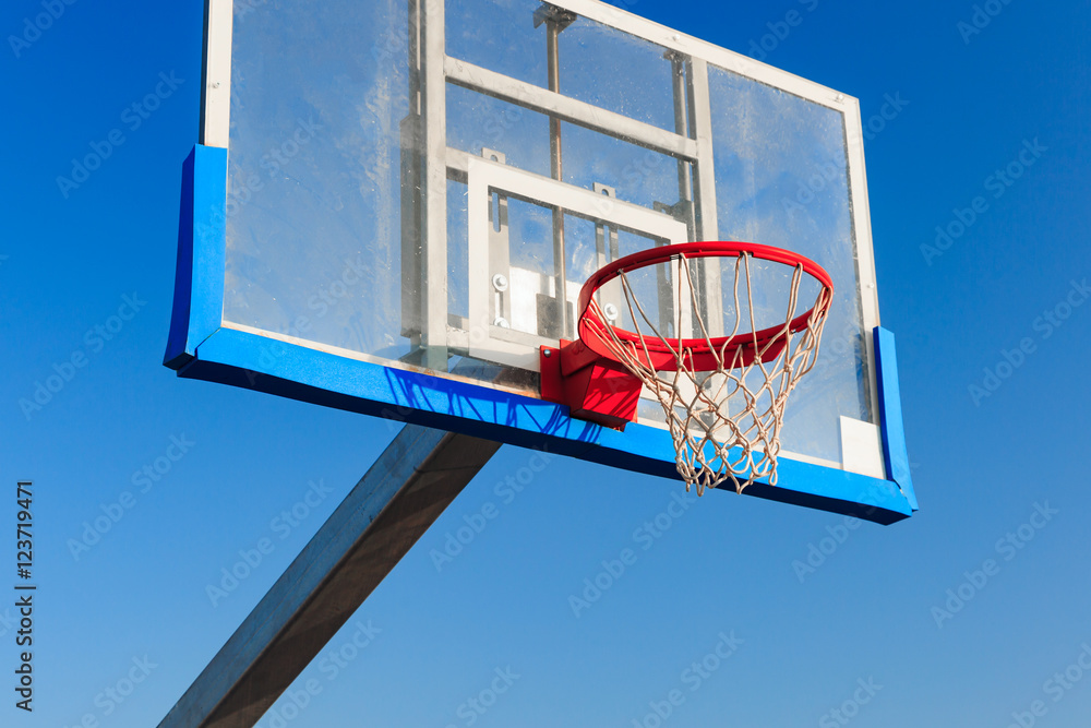 Basketball hoop on a transparent shield
