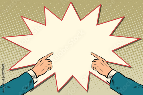 Retro hand pointing to the center