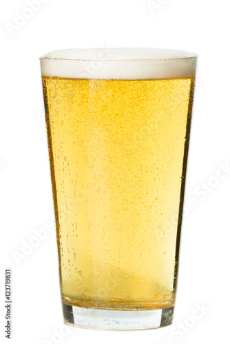 Tablou pe pânză PInt glass of light beer pilsner lager isolated on white background for use alon