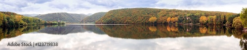 Panoramic view Gilau lake from Romania, in autumn
