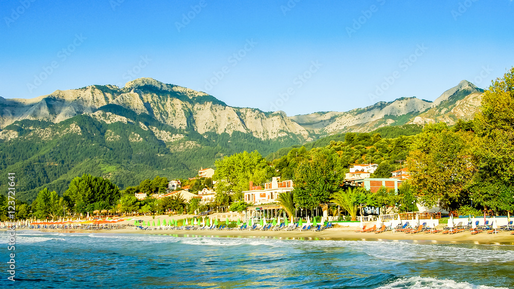 Psili Ammos beach, Thassos island, Greece. It is known as Golden beach. It is situated between Skala Panagia and Skala Potamia.