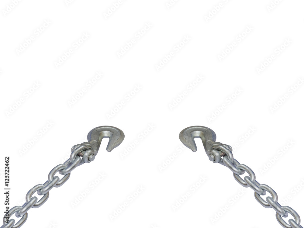 Obraz premium metal chain and hook isolated on white background. 