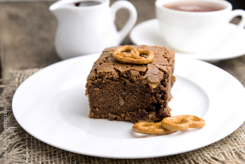 Brownie on white plate Brownie on white plate
