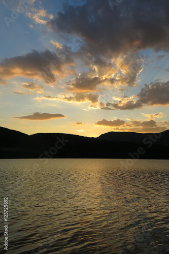 Sunset at the Terradets reservoir  Catalan Pyrenees  Spain