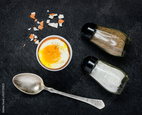 Boiled Egg with Salt and Pepper