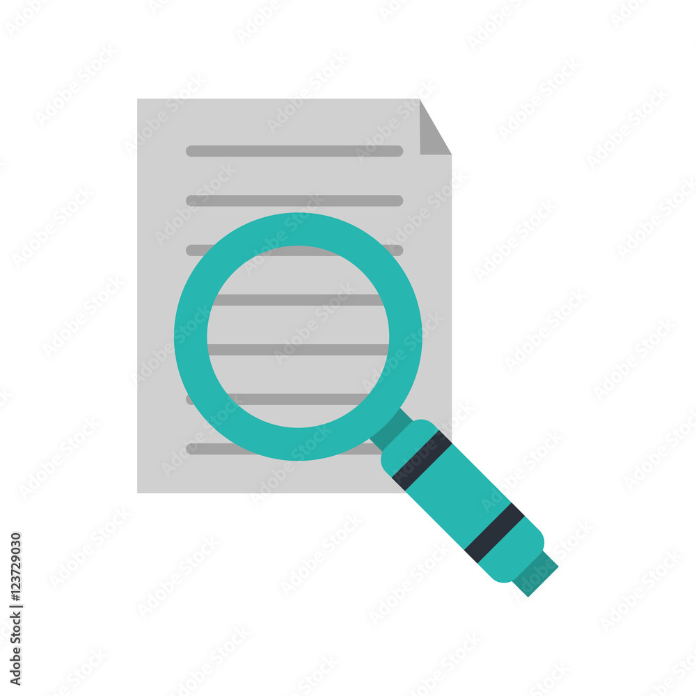 Document and lupe con. Data archive storage and organize theme. Isolated design. Vector illustration Document and lupe con. Data archive storage and organize theme. Isolated design. Vector illustration