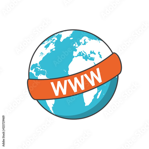 Planet sphere icon. Global communication intenet connectivity web and technology theme. Isolated design. Vector illustration