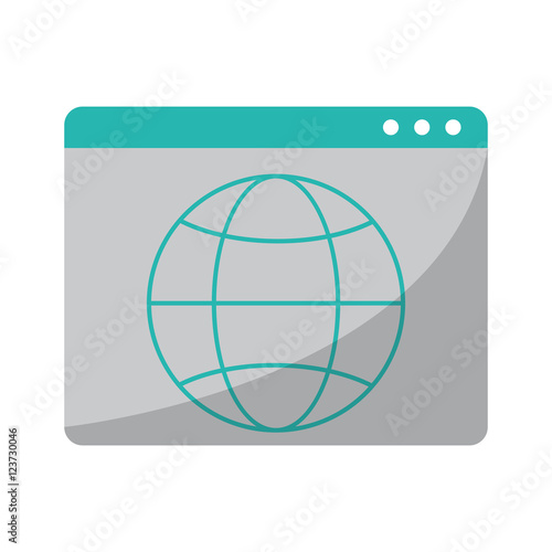 Website and sphere icon. Global communication intenet connectivity web and technology theme. Isolated design. Vector illustration