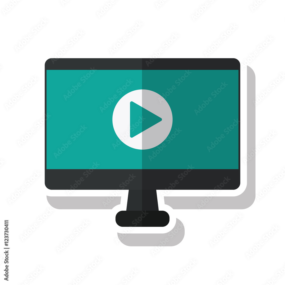Computer and play icon. Device gadget and technology theme. Isolated design. Vector illustration Computer and play icon. Device gadget and technology theme. Isolated design. Vector illustration