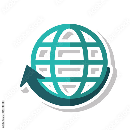 sphere and arrow icon. Global communication intenet connectivity web and technology theme. Isolated design. Vector illustration
