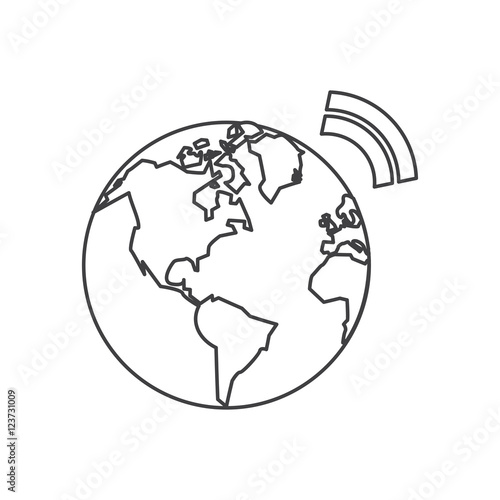 Planet sphere icon. Global communication intenet connectivity web and technology theme. Isolated design. Vector illustration