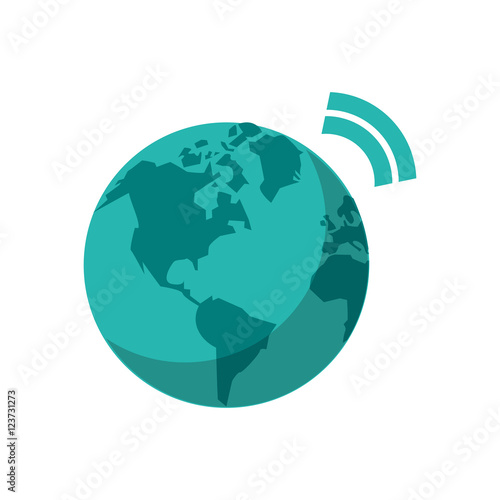 Planet sphere icon. Global communication intenet connectivity web and technology theme. Isolated design. Vector illustration