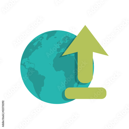 Planet sphere and arrow icon. Global communication intenet connectivity web and technology theme. Isolated design. Vector illustration
