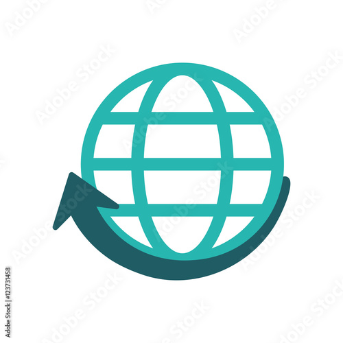 sphere and arrow icon. Global communication intenet connectivity web and technology theme. Isolated design. Vector illustration