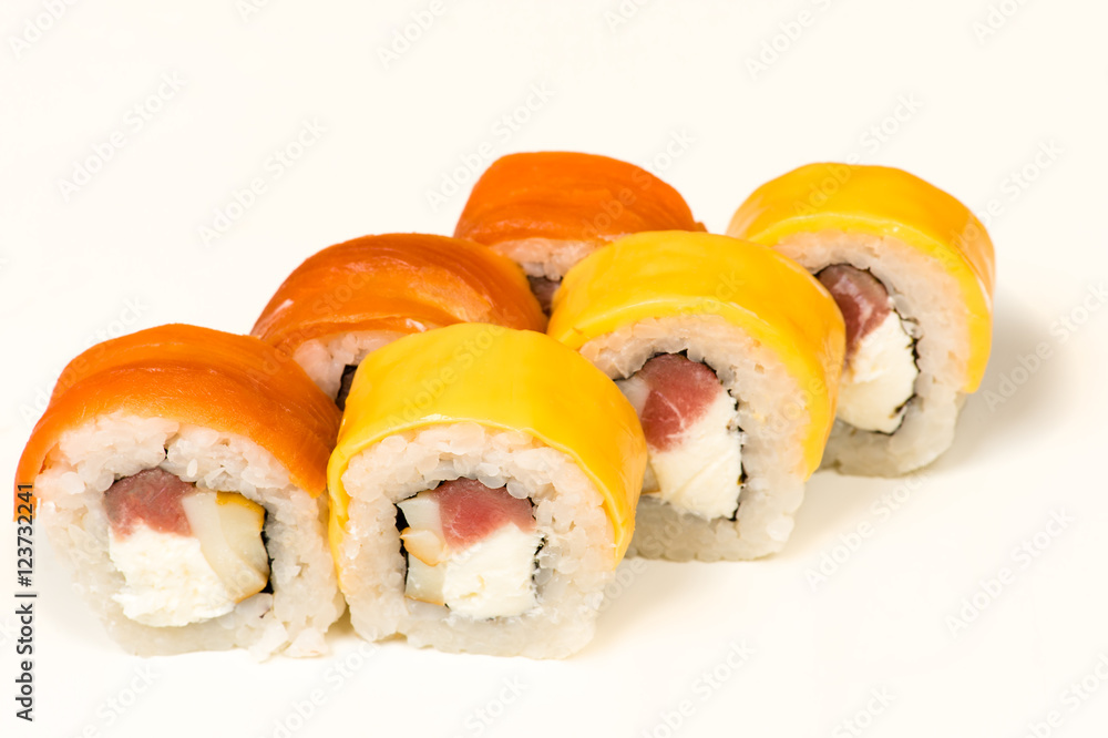 multicolored sushi rolls with fish multicolored sushi rolls with fish