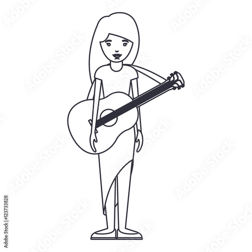 musician woman cartoon with guitar icon. Avatar people person and human theme. Isolated design. Vector illustration