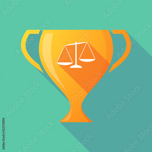 Long shadow gold award cup with  an unbalanced weight scale