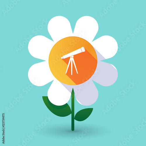 Long shadow daisy flower with a telescope