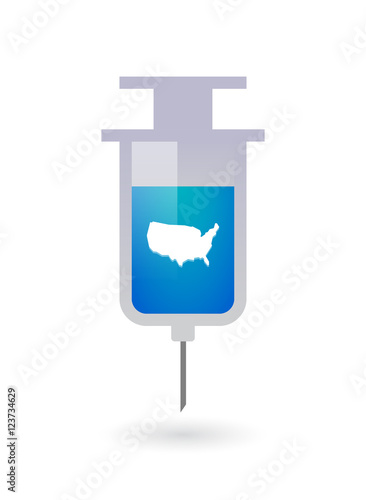 Isolated syringe with a map of the USA