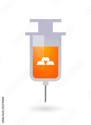 Isolated  syringe with three gold bullions